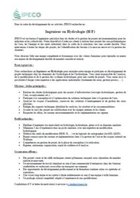 IPECO - Descriptif poste d'ingénieur en hydrologie