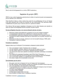IPECO - Descriptif poste d'ingénieur de projets